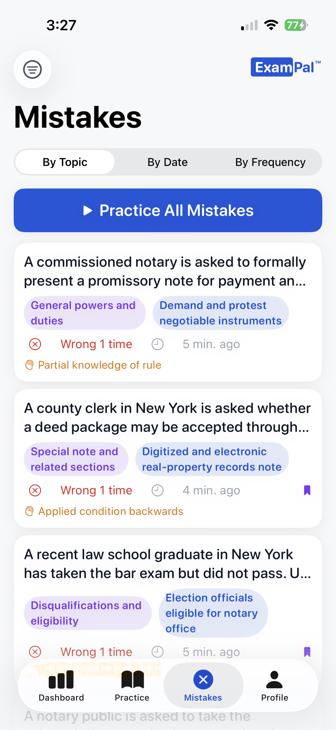 Mistakes Notebook screenshot